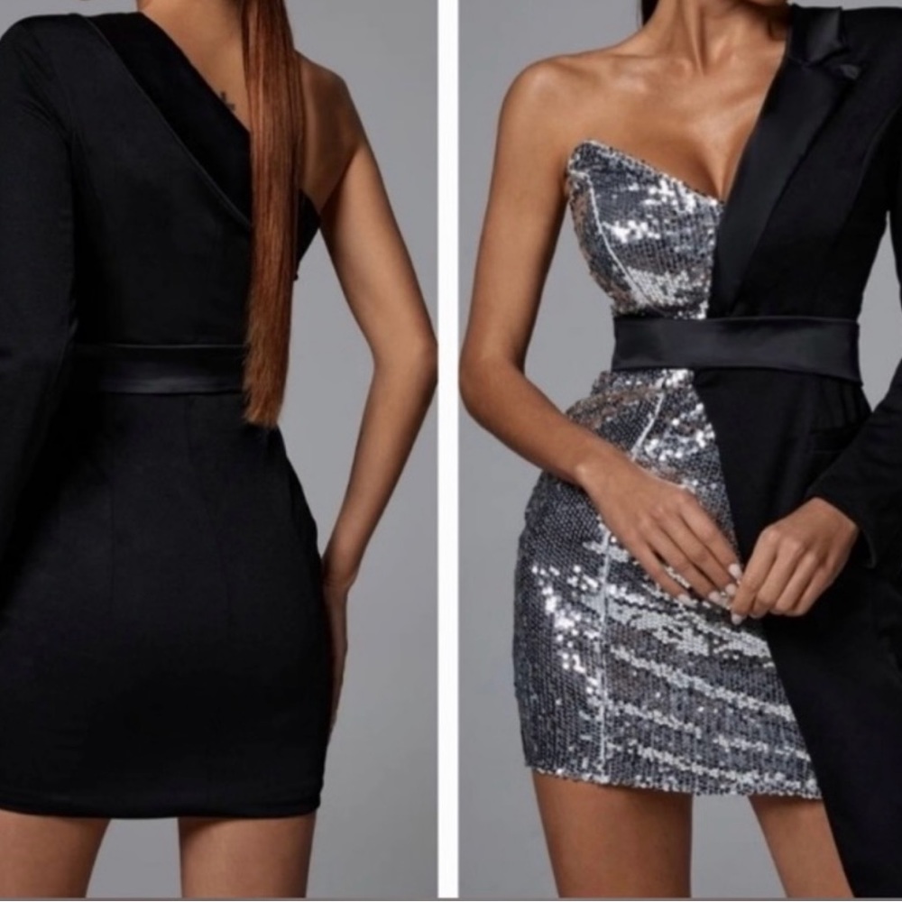 Tuxedo Sequin Blazer Dress